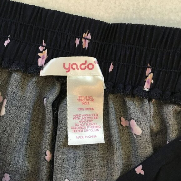 Yado Women's Vintage Cropped Palazzo Pull-On Pants Navy and Lavender Size Large - Picture 9 of 9